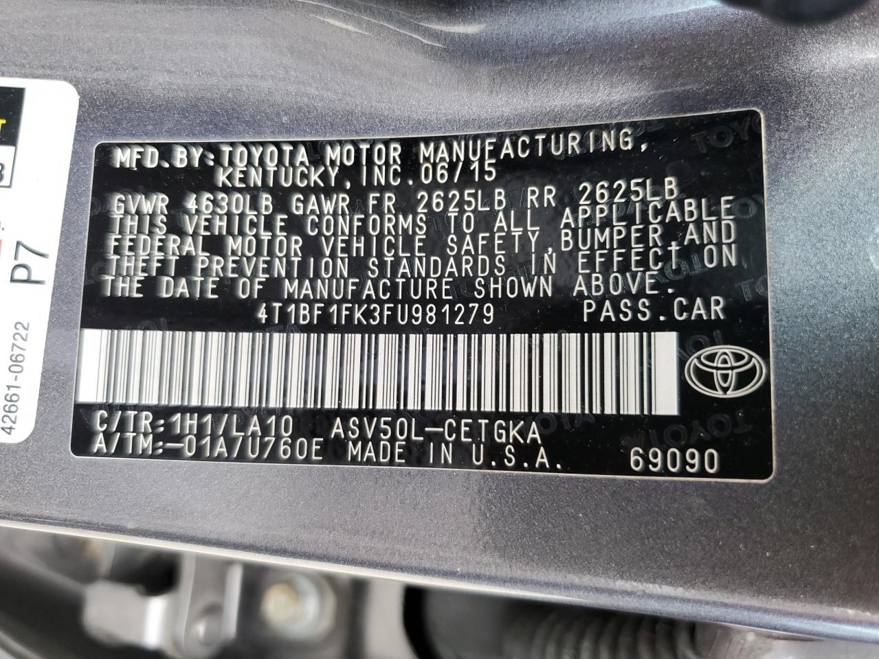 4T1BF1FK3FU981279 2015 TOYOTA CAMRY - Image 13