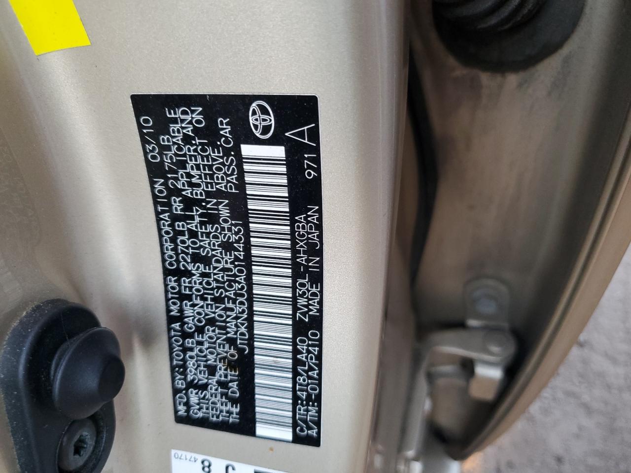 JTDKN3DU3A0144331 2010 Toyota Prius