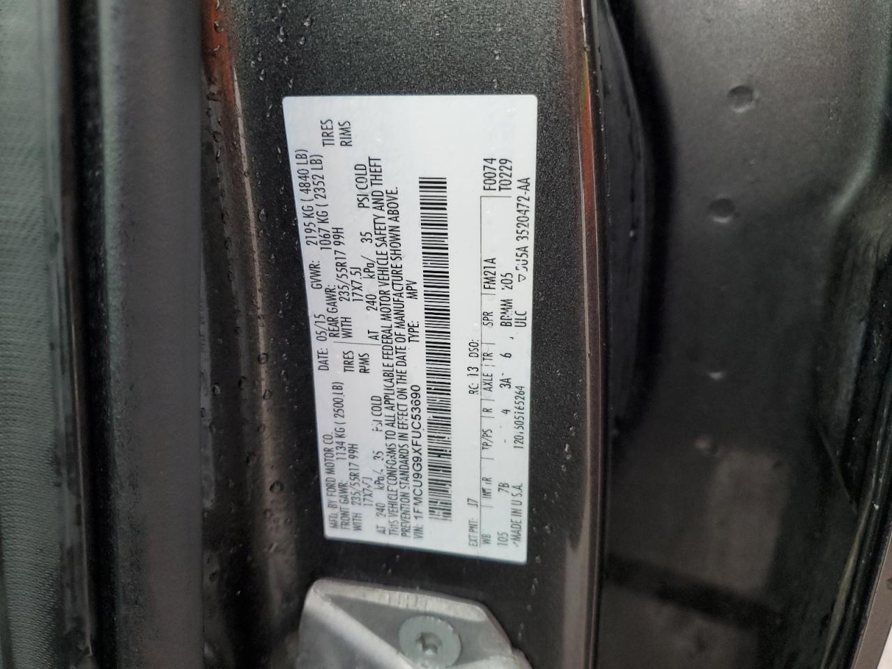 1FMCU9G9XFUC53690 2015 Ford Escape Se