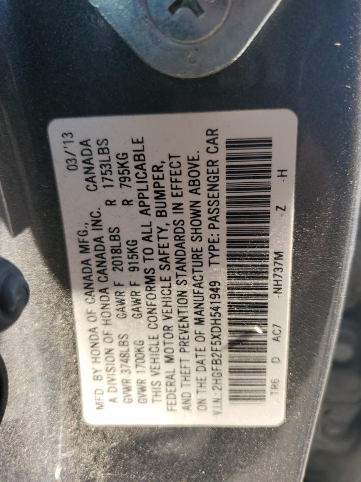 2HGFB2F5XDH541949 2013 Honda Civic Lx