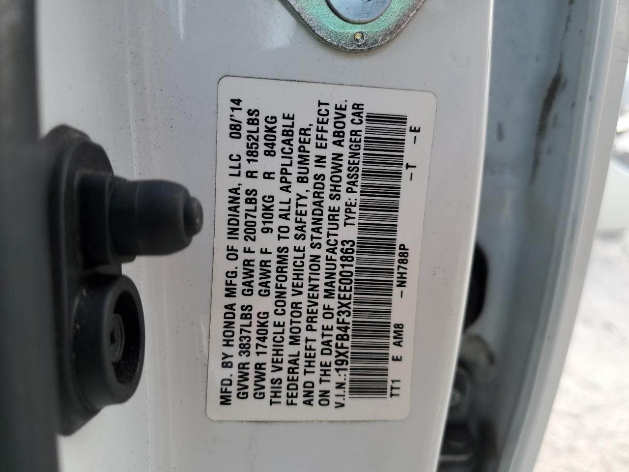 19XFB4F3XEE001863 2014 Honda Civic Hybrid L