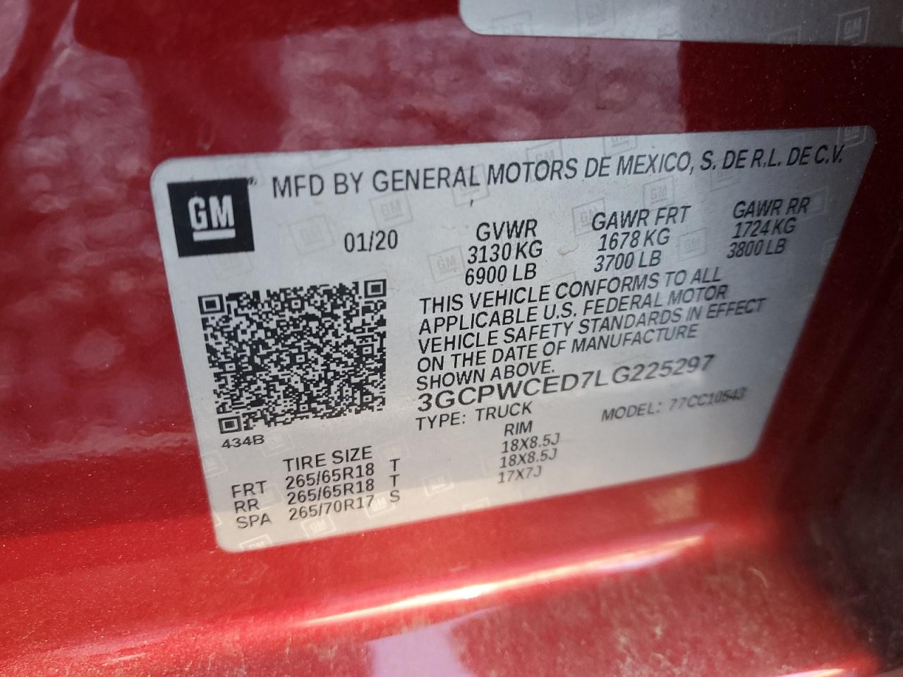 VIN 3GCPWCED7LG225297 2020 CHEVROLET ALL Models no.13