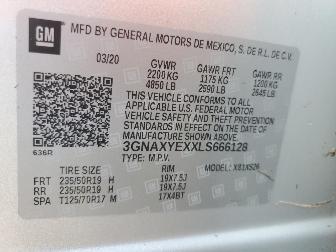 3GNAXYEXXLS666128 2020 CHEVROLET EQUINOX - Image 14