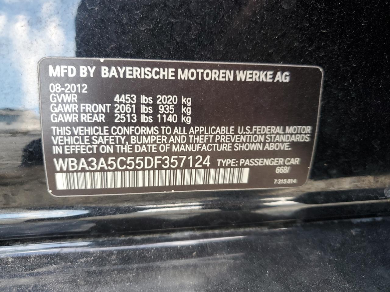 WBA3A5C55DF357124 2013 BMW 328 I