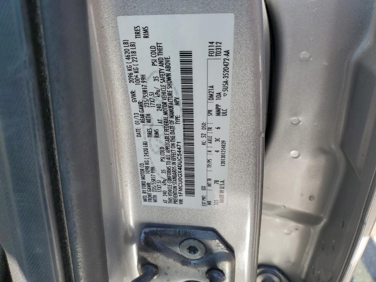 1FMCU0GX4DUC54471 2013 Ford Escape Se