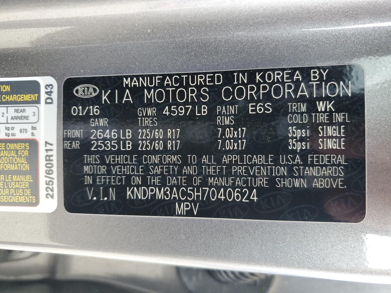 KNDPM3AC5H7040624 2017 Kia Sportage Lx