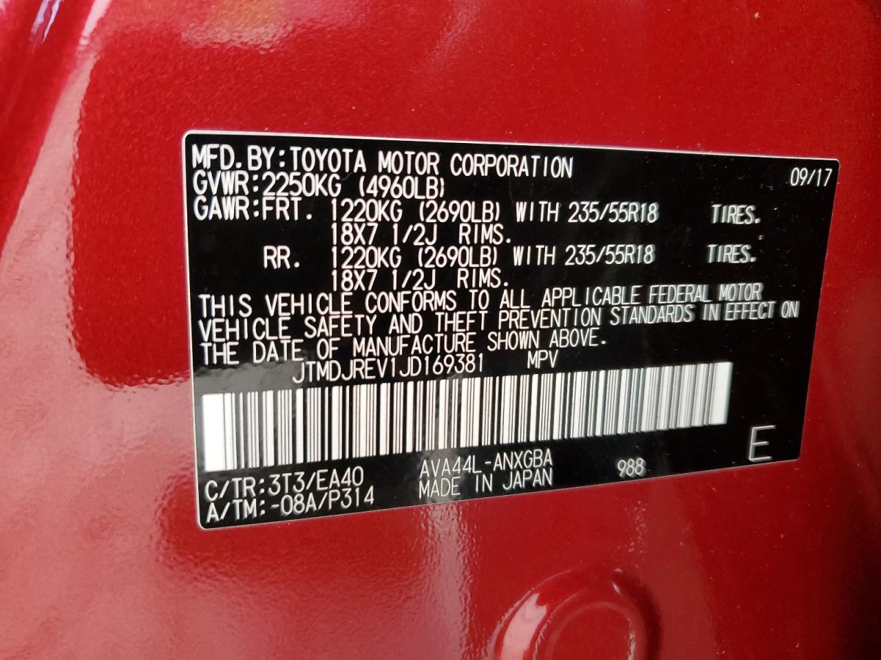 JTMDJREV1JD169381 2018 TOYOTA RAV 4 - Image 13