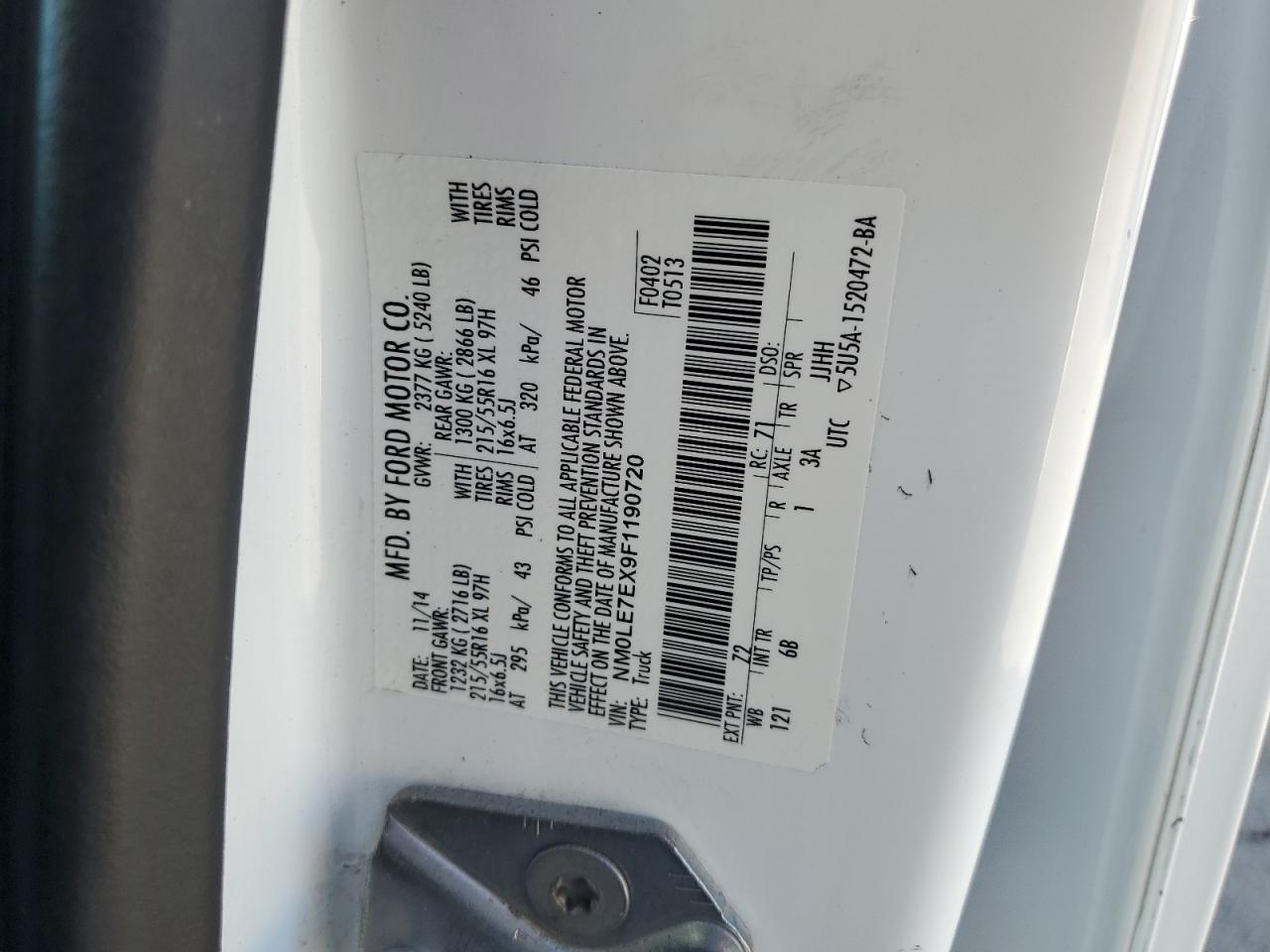 NM0LE7EX9F1190720 2015 Ford Transit Connect Xl