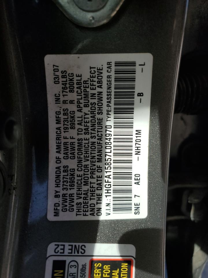 1HGFA15857L084970 2007 Honda Civic Ex