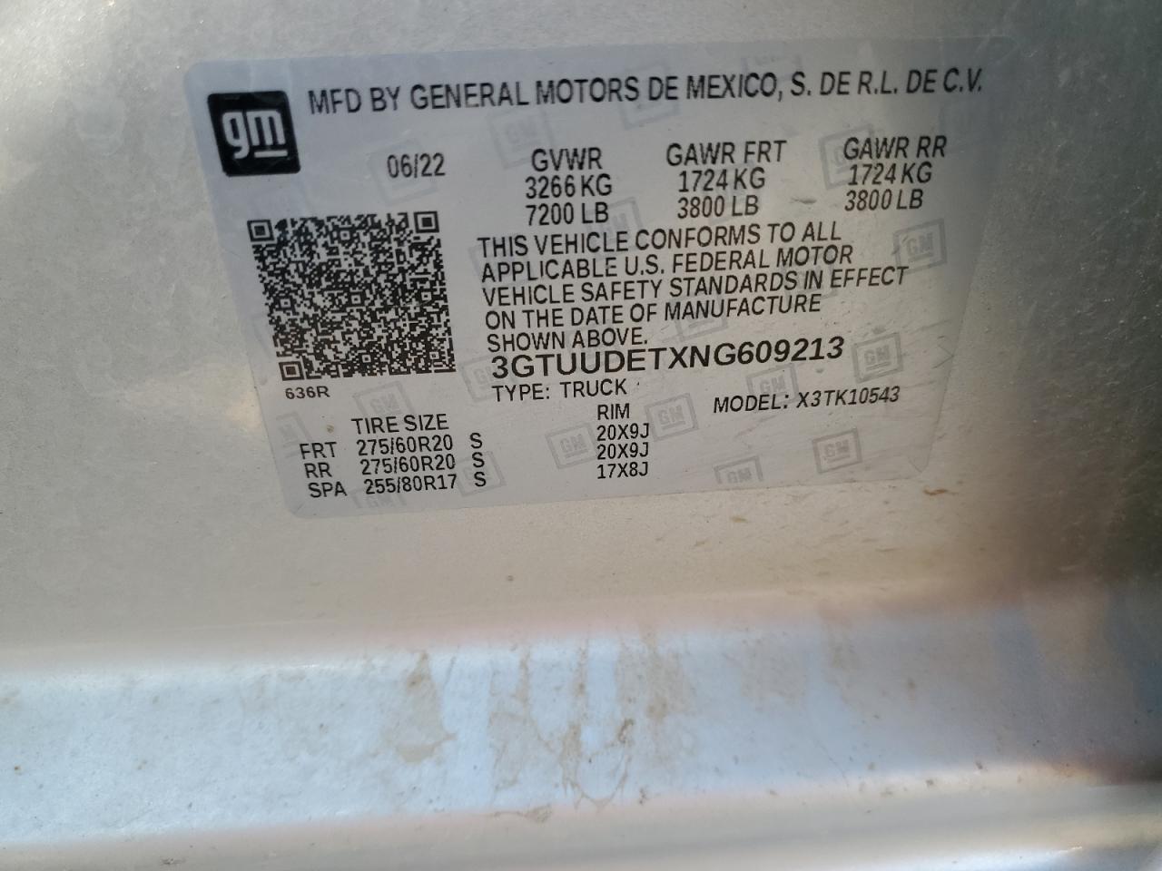 3GTUUDETXNG609213 2022 GMC Sierra K1500 Slt