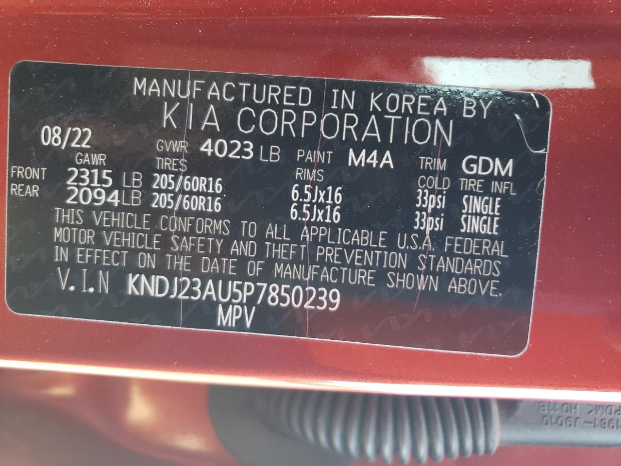 KNDJ23AU5P7850239 2023 Kia Soul Lx