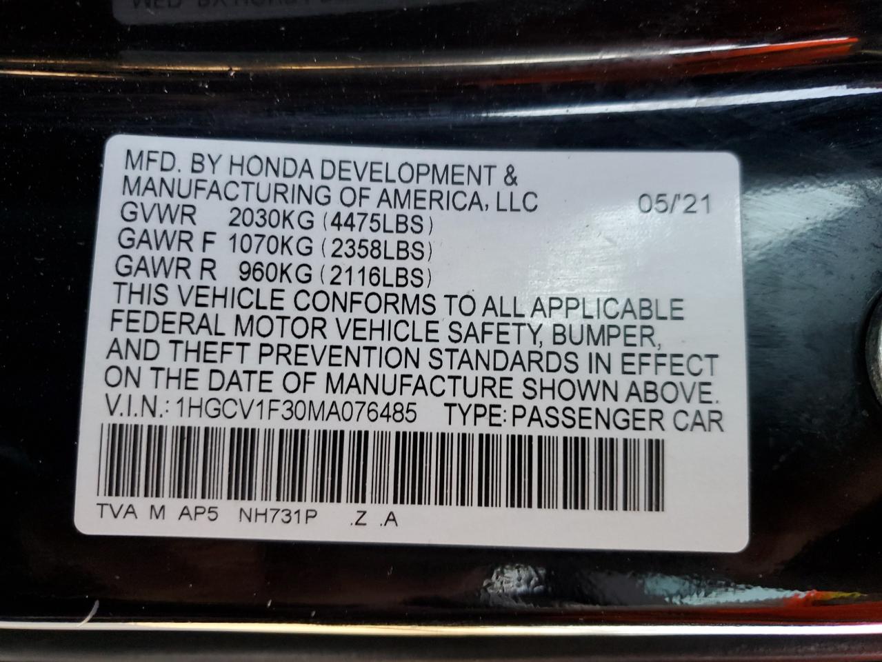 2021 Honda Accord - Image 14