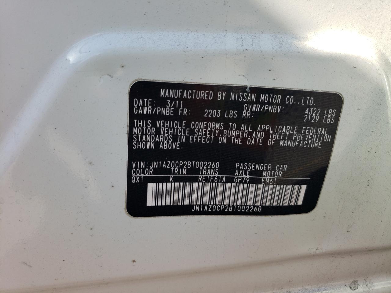 2011 Nissan Leaf Sv VIN: JN1AZ0CP2BT002260 Lot: 76756814