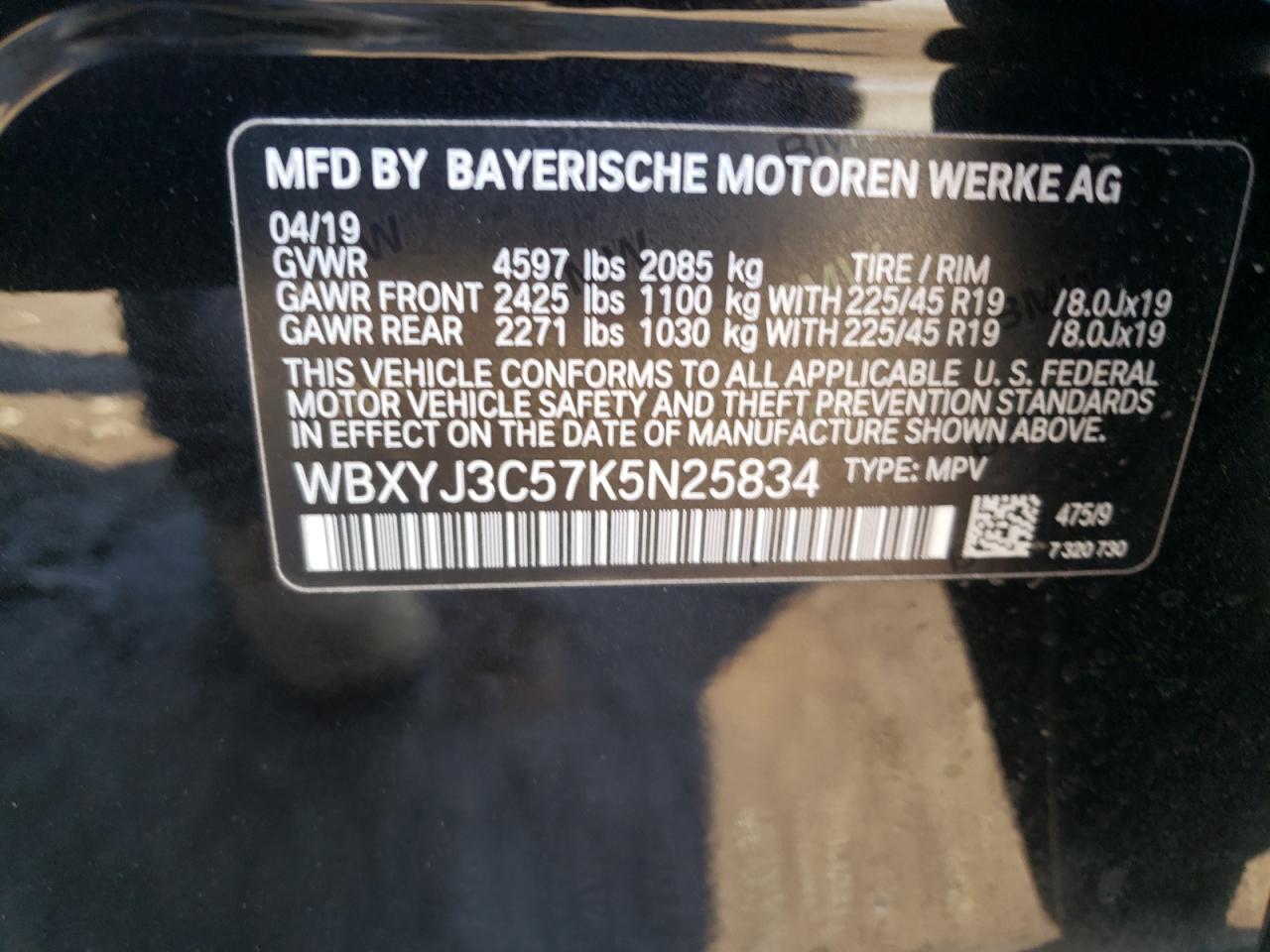 WBXYJ3C57K5N25834 2019 BMW X2 Sdrive28I