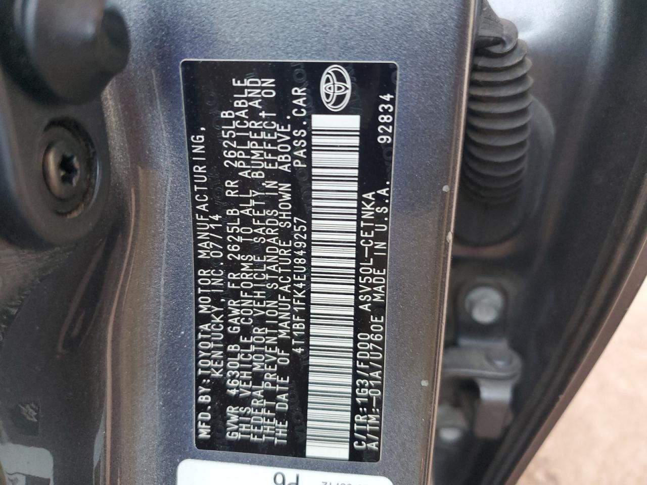 4T1BF1FK4EU849257 2014 Toyota Camry L