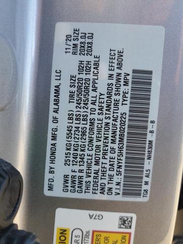 5FNYF5H63MB020225 Honda Pilot TOUR 14