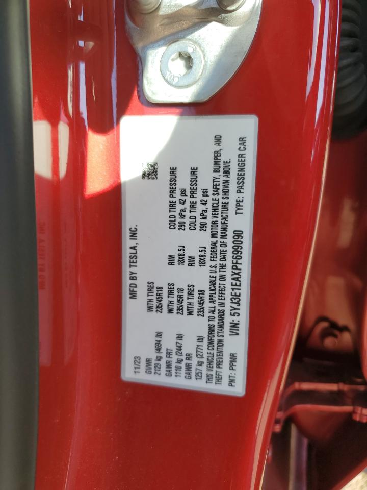 5YJ3E1EAXPF699090 2023 Tesla Model 3