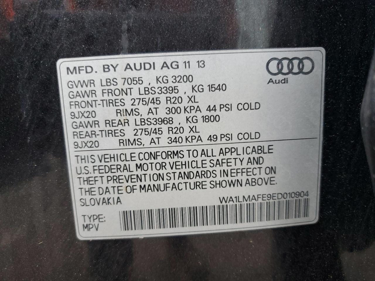 2014 Audi Q7 Premium Plus VIN: WA1LMAFE9ED010904 Lot: 76932774