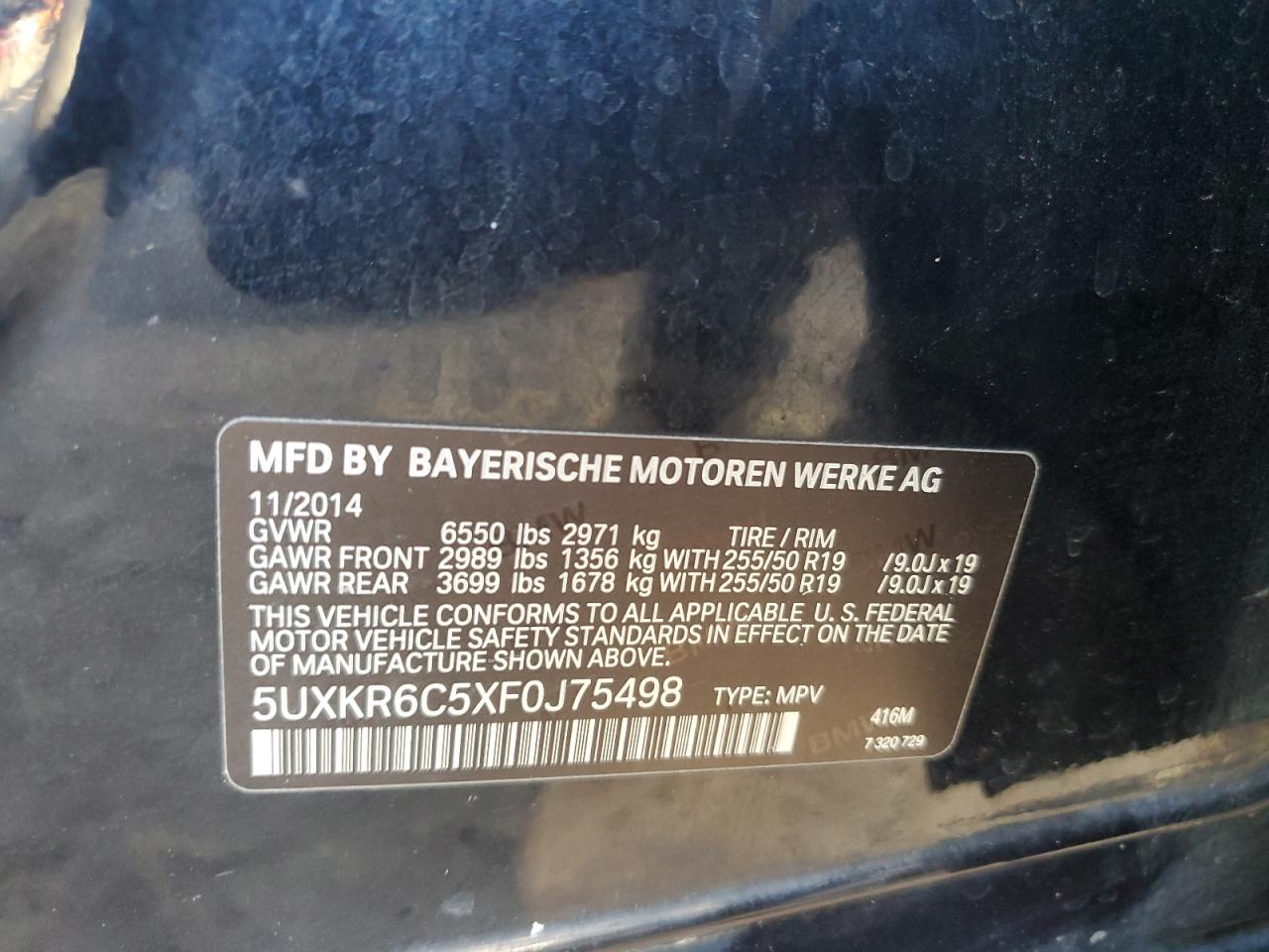 5UXKR6C5XF0J75498 2015 BMW X5 xDrive50I