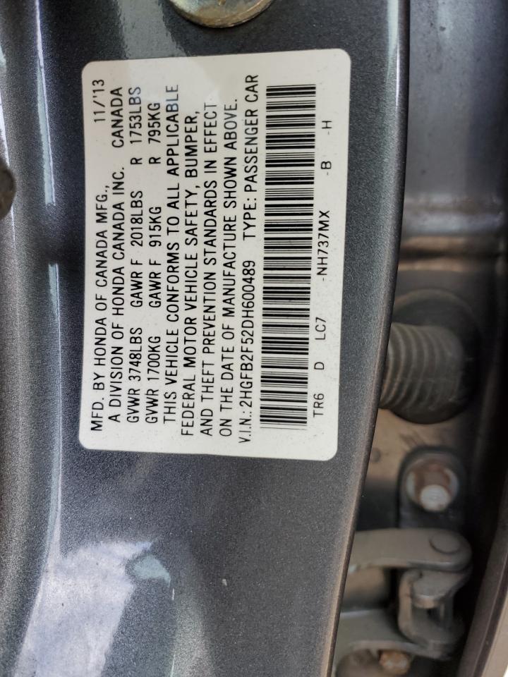 2HGFB2F52DH600489 2013 Honda Civic Lx