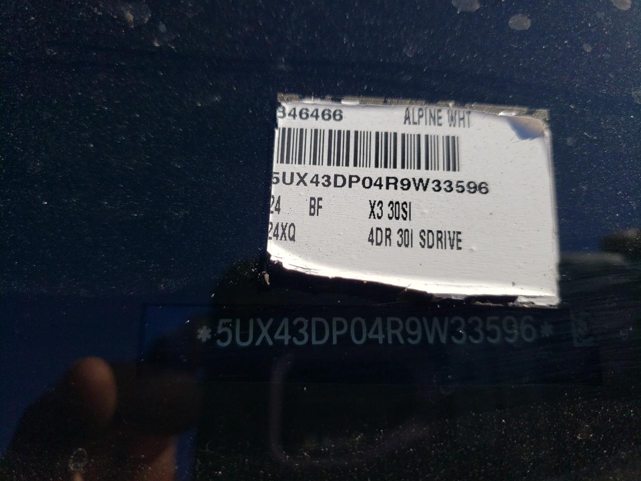 2024 BMW X3 Sdrive30I VIN: 5UX43DP04R9W33596 Lot: 76035564