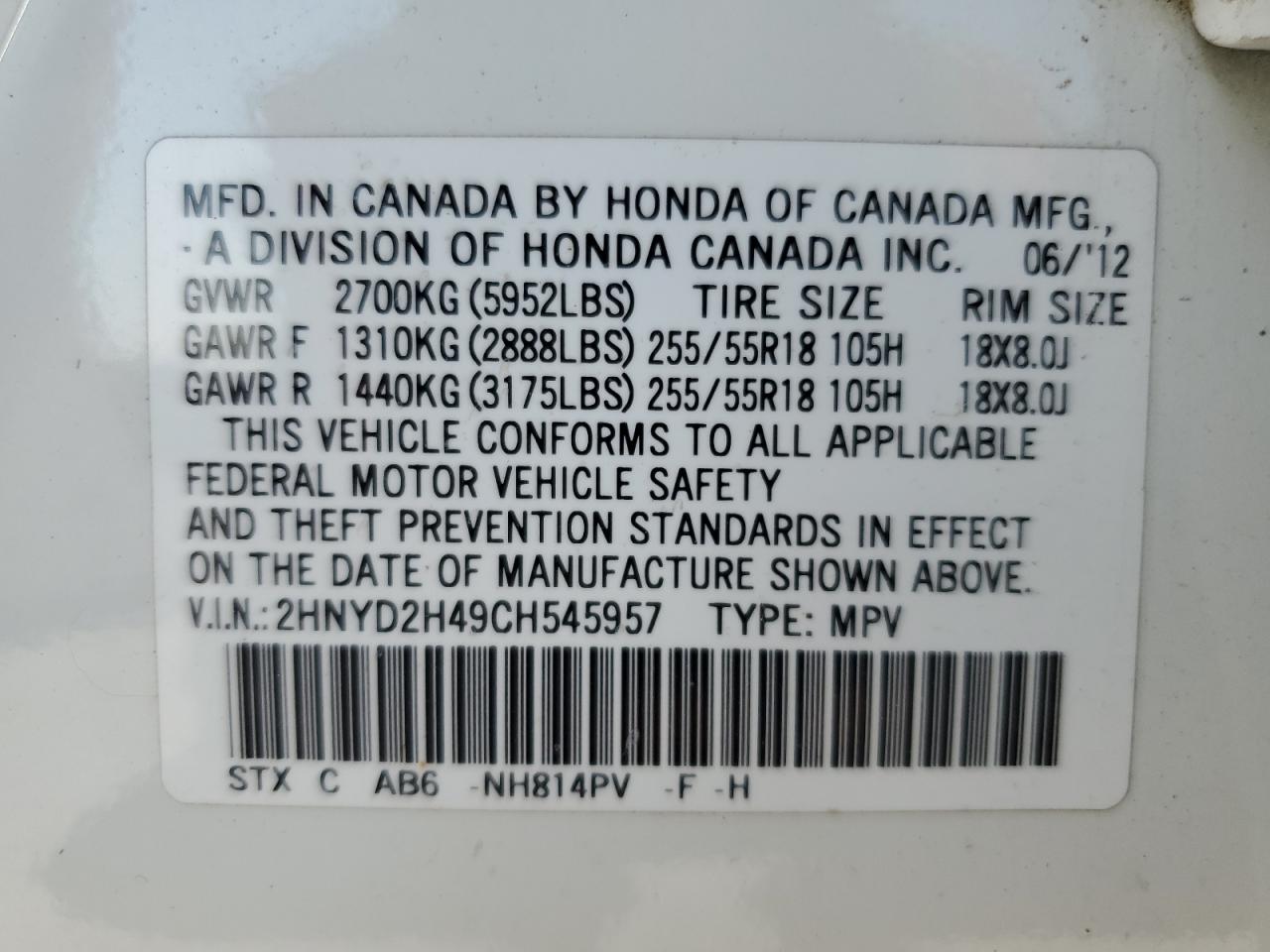 2HNYD2H49CH545957 2012 Acura Mdx Technology