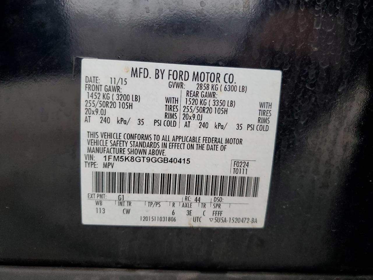 1FM5K8GT9GGB40415 2016 FORD EXPLORER - Image 13