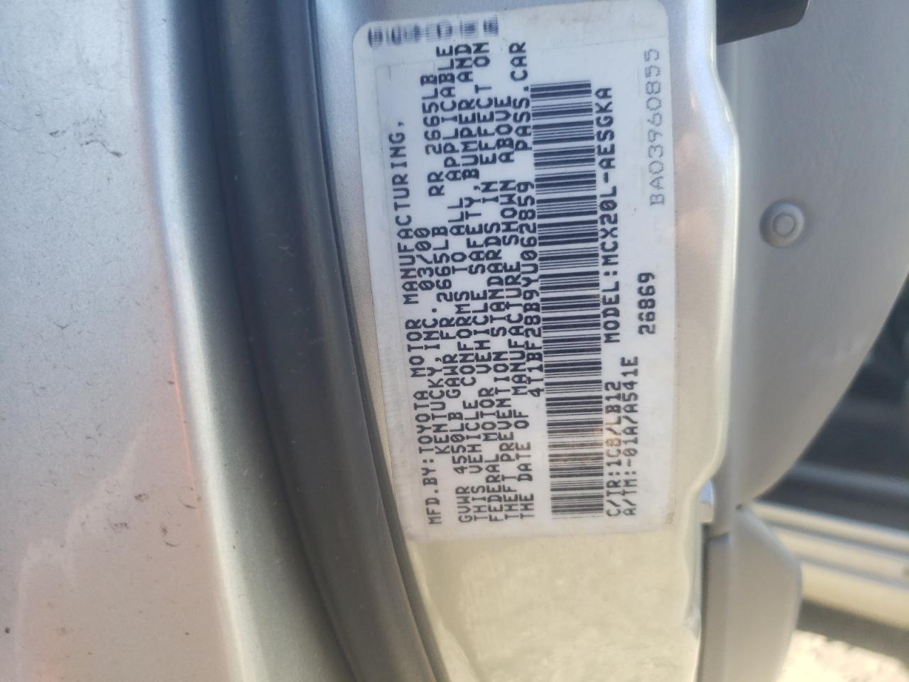 2000 Toyota Avalon Xl VIN: 4T1BF28B9YU062859 Lot: 75572744