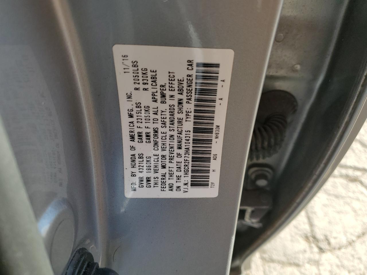 1HGCR2F73HA104315 2017 Honda Accord Ex