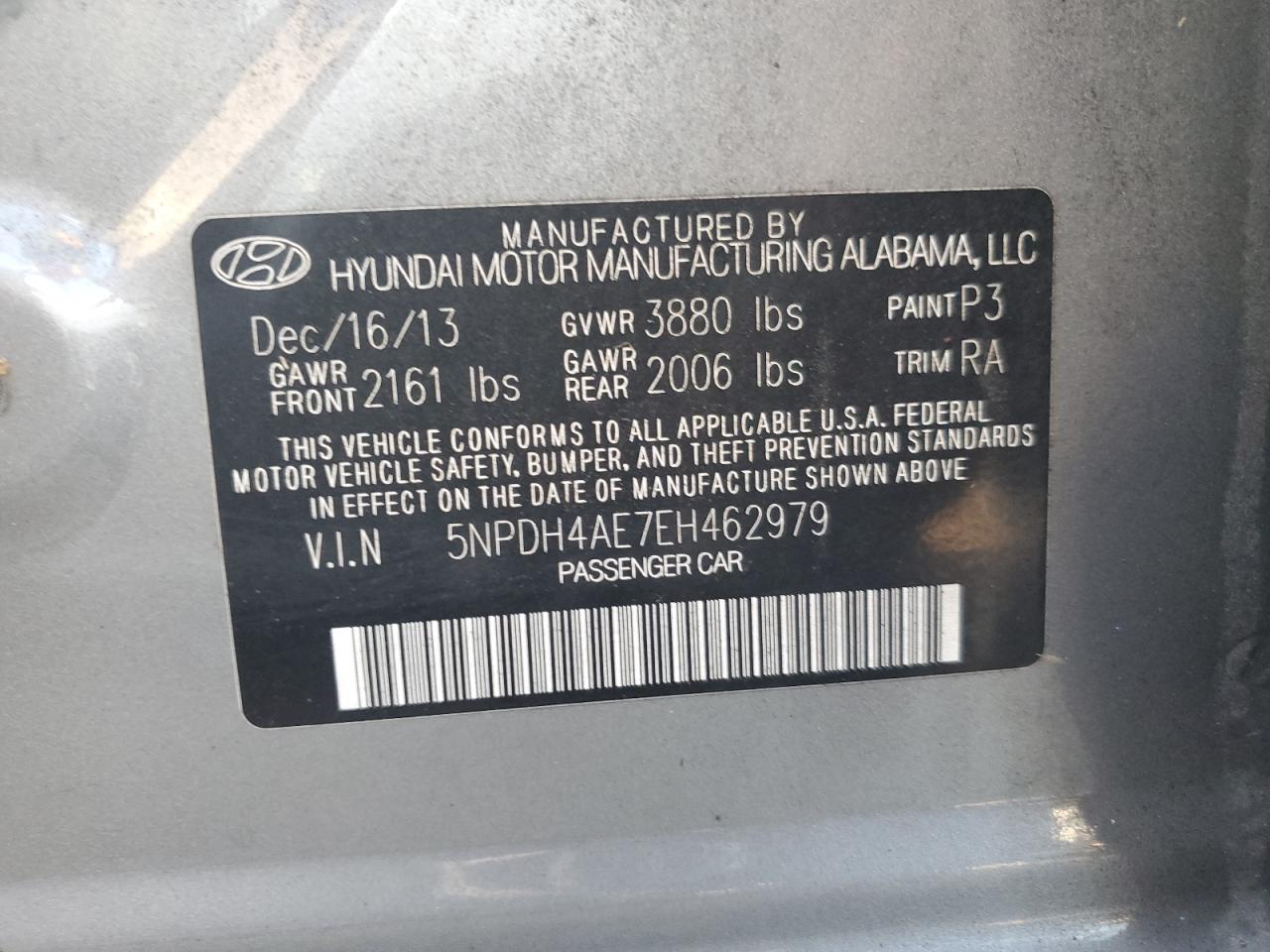 2014 Hyundai Elantra Se VIN: 5NPDH4AE7EH462979 Lot: 74096074