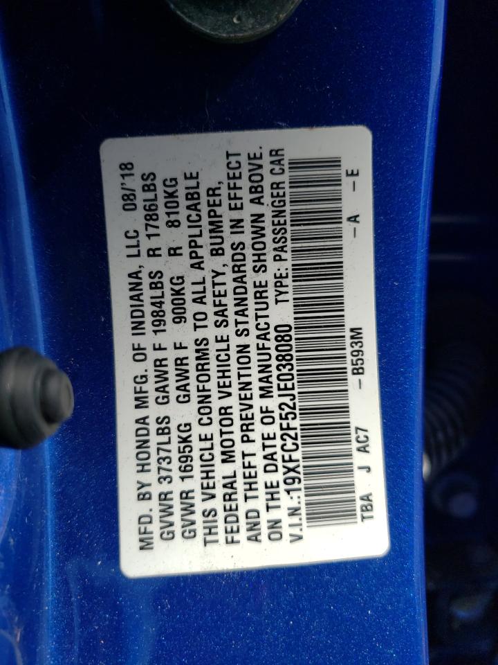 19XFC2F52JE038080 2018 Honda Civic Lx