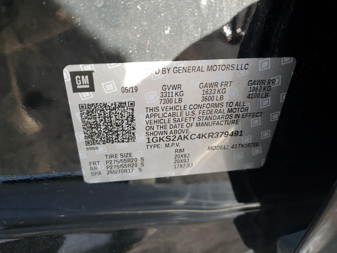 1GKS2AKC4KR379491 2019 GMC Yukon Sle