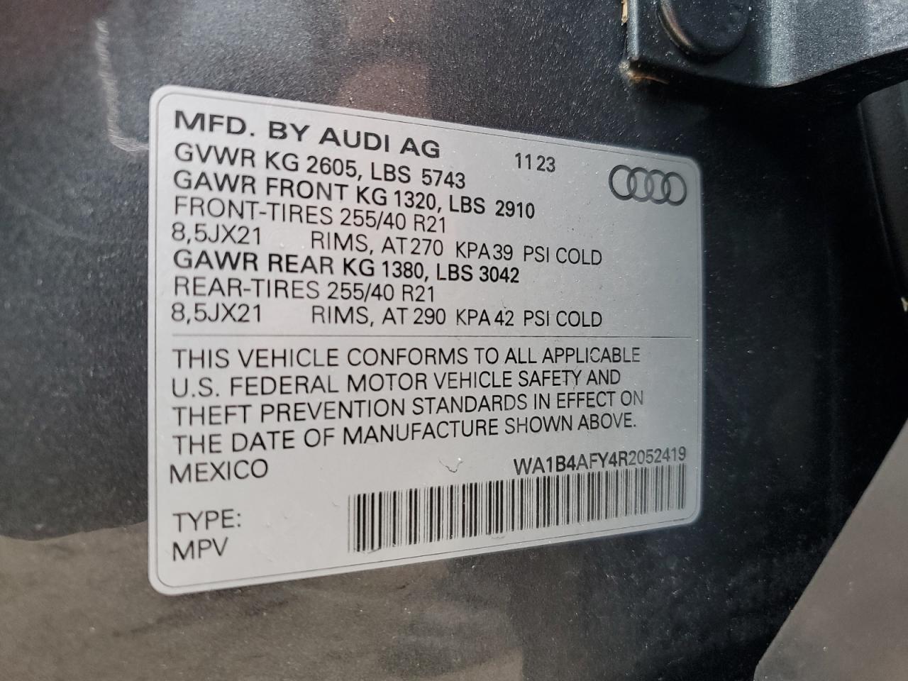 2024 Audi Sq5 Premium Plus VIN: WA1B4AFY4R2052419 Lot: 74881294