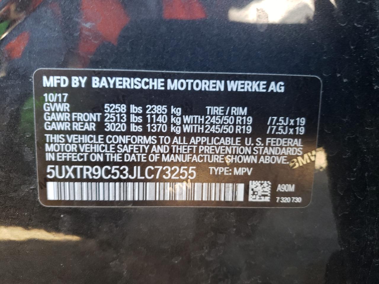 5UXTR9C53JLC73255 2018 BMW X3 xDrive30I