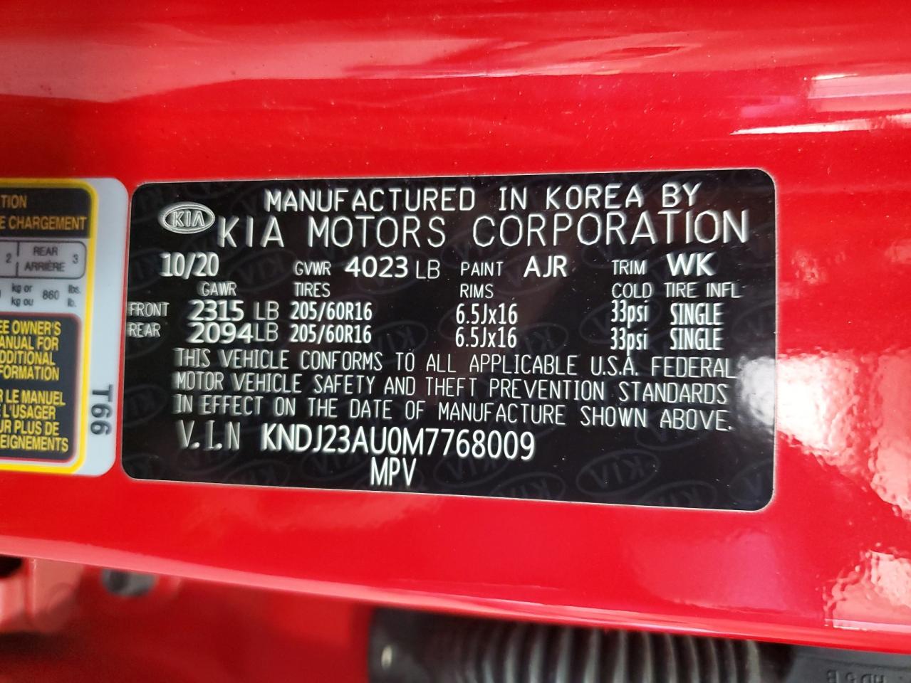 KNDJ23AU0M7768009 2021 Kia Soul Lx