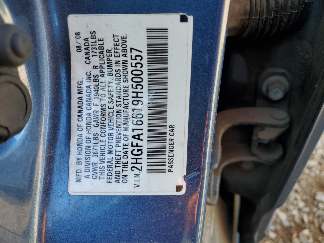 2009 Honda Civic Lx-S VIN: 2HGFA16619H500557 Lot: 76565684