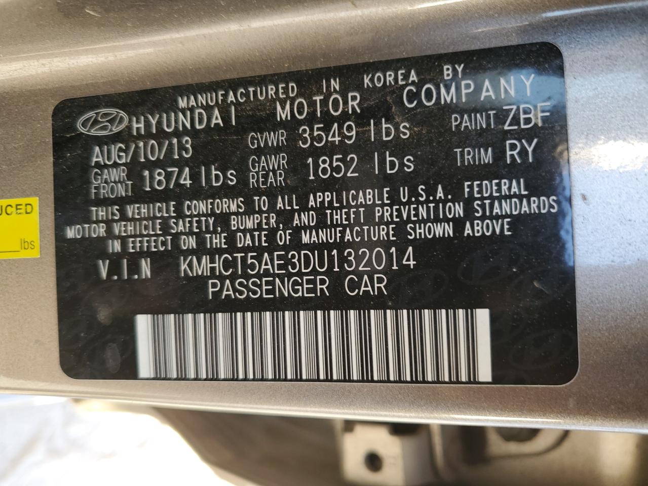 2013 Hyundai Accent Gls VIN: KMHCT5AE3DU132014 Lot: 77612334