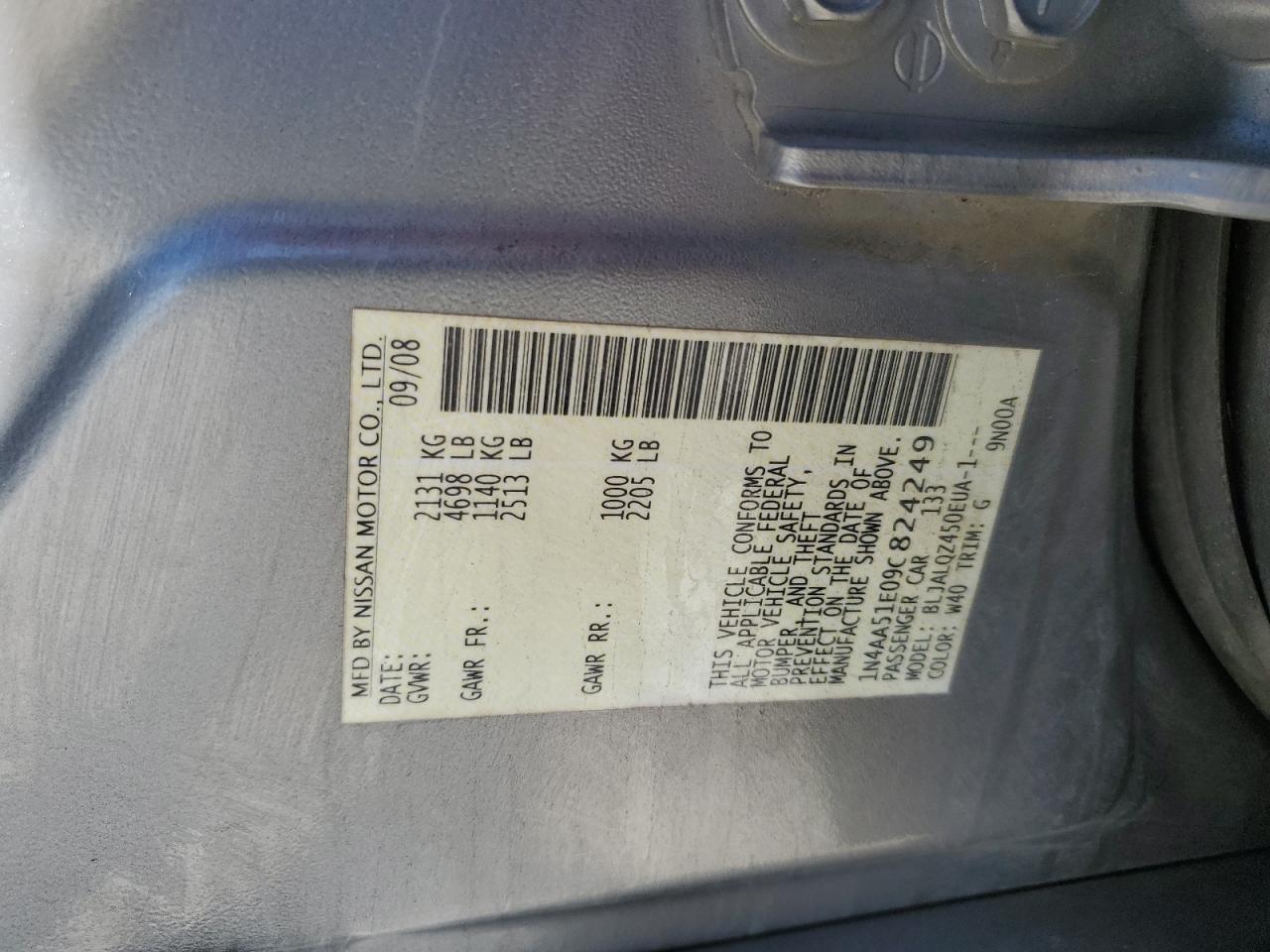 1N4AA51E09C824249 2009 Nissan Maxima S