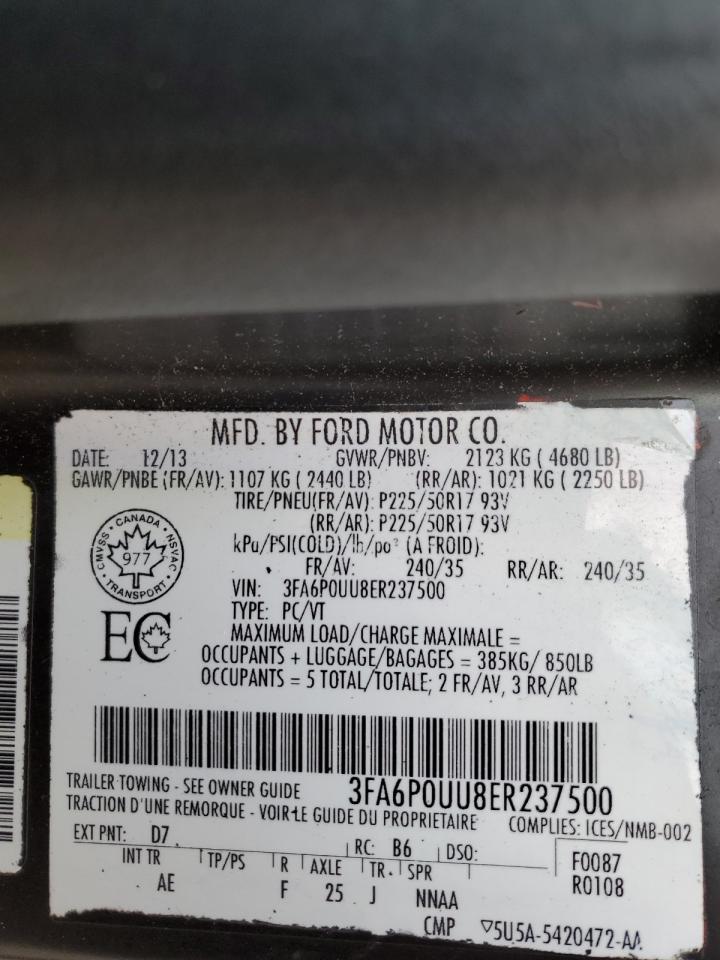 3FA6P0UU8ER237500 2014 Ford Fusion S Hybrid