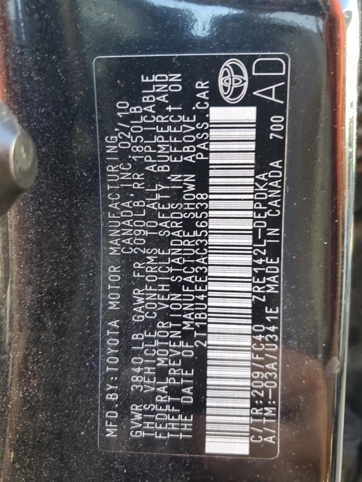 2T1BU4EE3AC356538 2010 Toyota Corolla Base