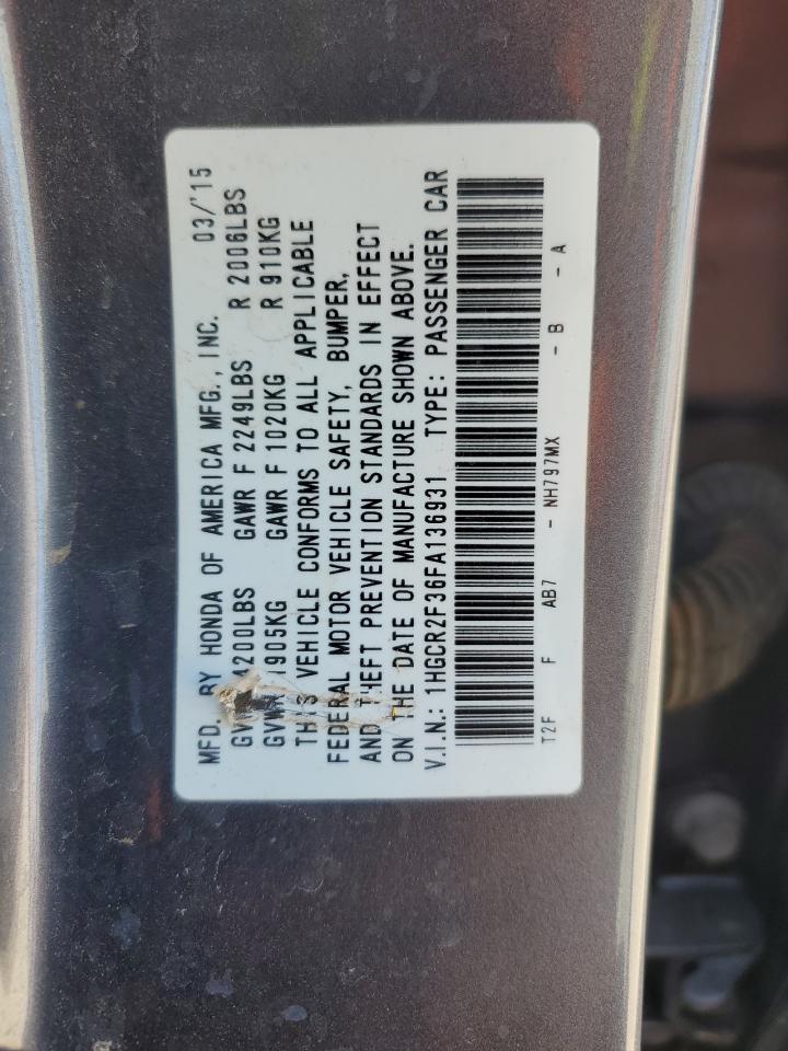 1HGCR2F36FA136931 2015 Honda Accord Lx