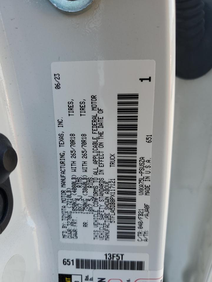 2023 Toyota Tundra Crewmax Sr VIN: 5TFLA5DB8PX117121 Lot: 75029154