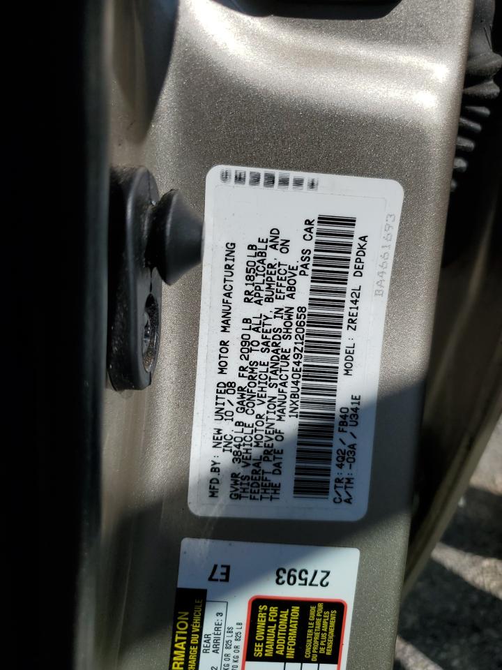2009 Toyota Corolla Base VIN: 1NXBU40E49Z120658 Lot: 75104694