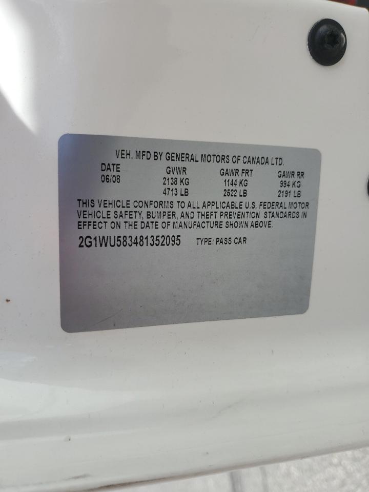 2008 Chevrolet Impala Ltz VIN: 2G1WU583481352095 Lot: 73870124