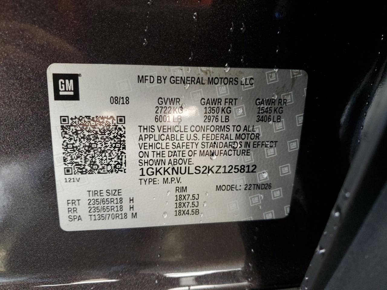 1GKKNULS2KZ125812 2019 GMC Acadia Slt-1