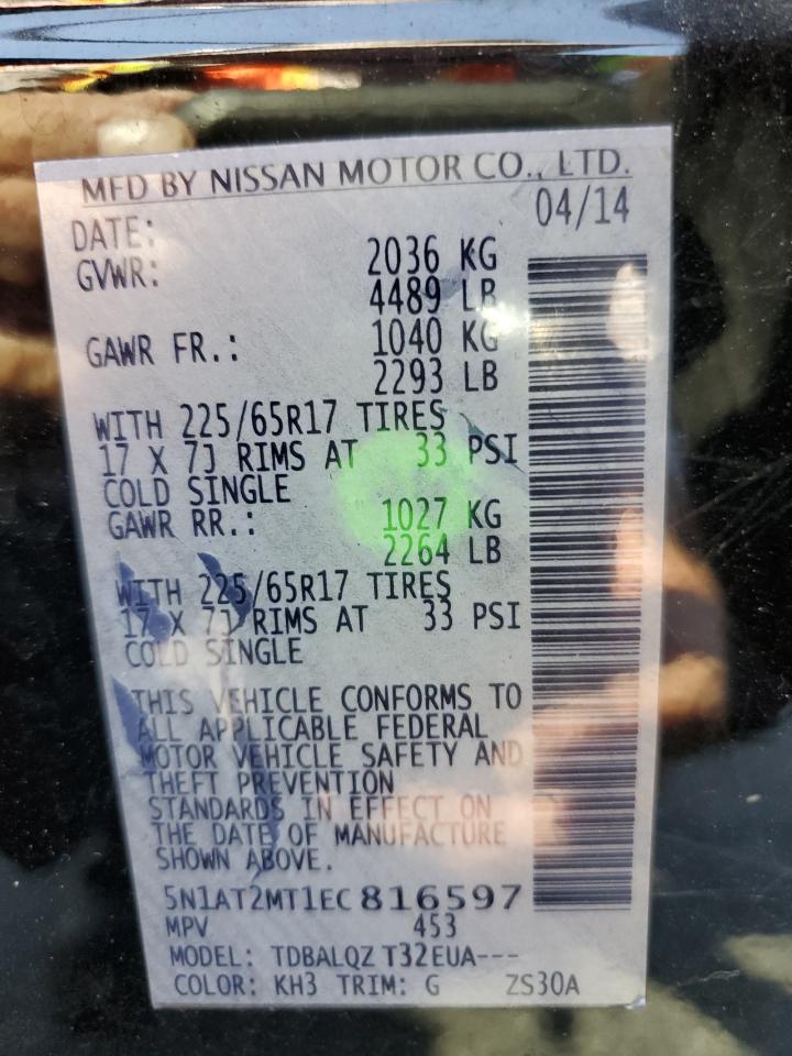 5N1AT2MT1EC816597 2014 Nissan Rogue S