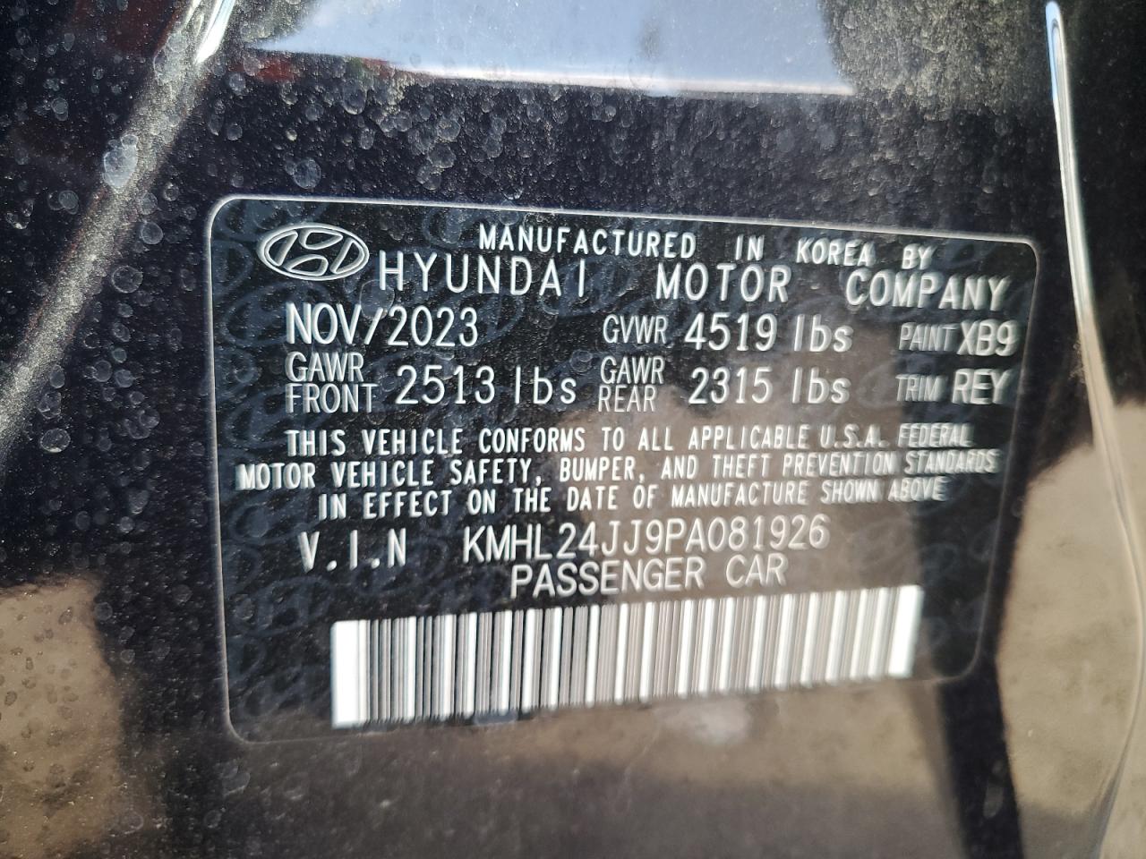 KMHL24JJ9PA081926 2023 Hyundai Sonata Hybrid