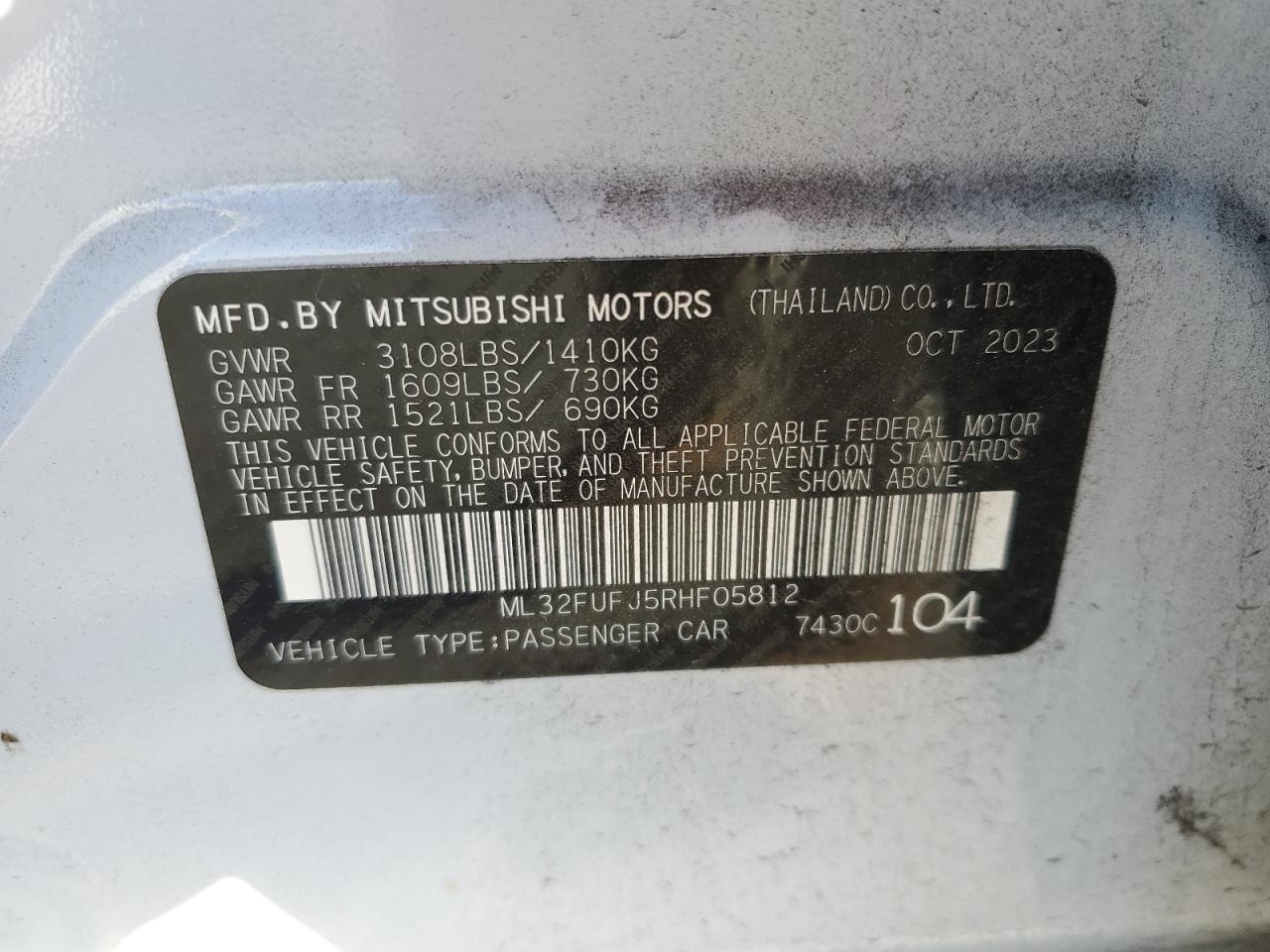 ML32FUFJ5RHF05812 2024 Mitsubishi Mirage G4 Es