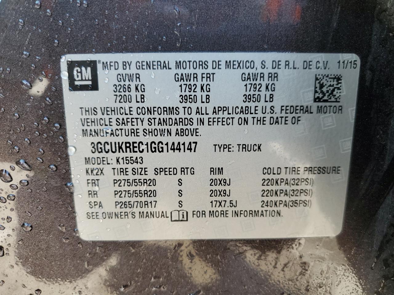 2016 Chevrolet Silverado K1500 Lt VIN: 3GCUKREC1GG144147 Lot: 74710544
