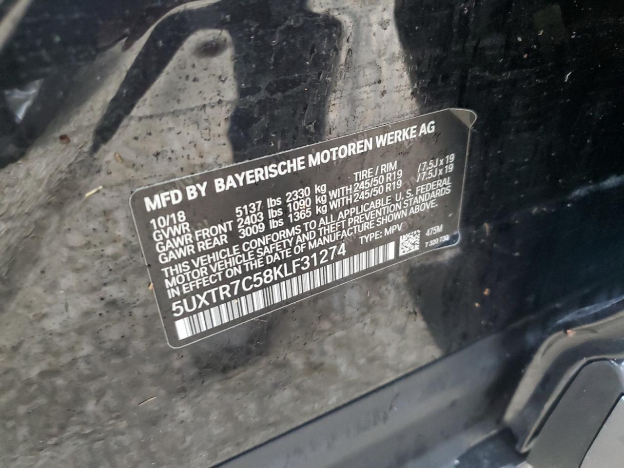 5UXTR7C58KLF31274 2019 BMW X3 - Image 13